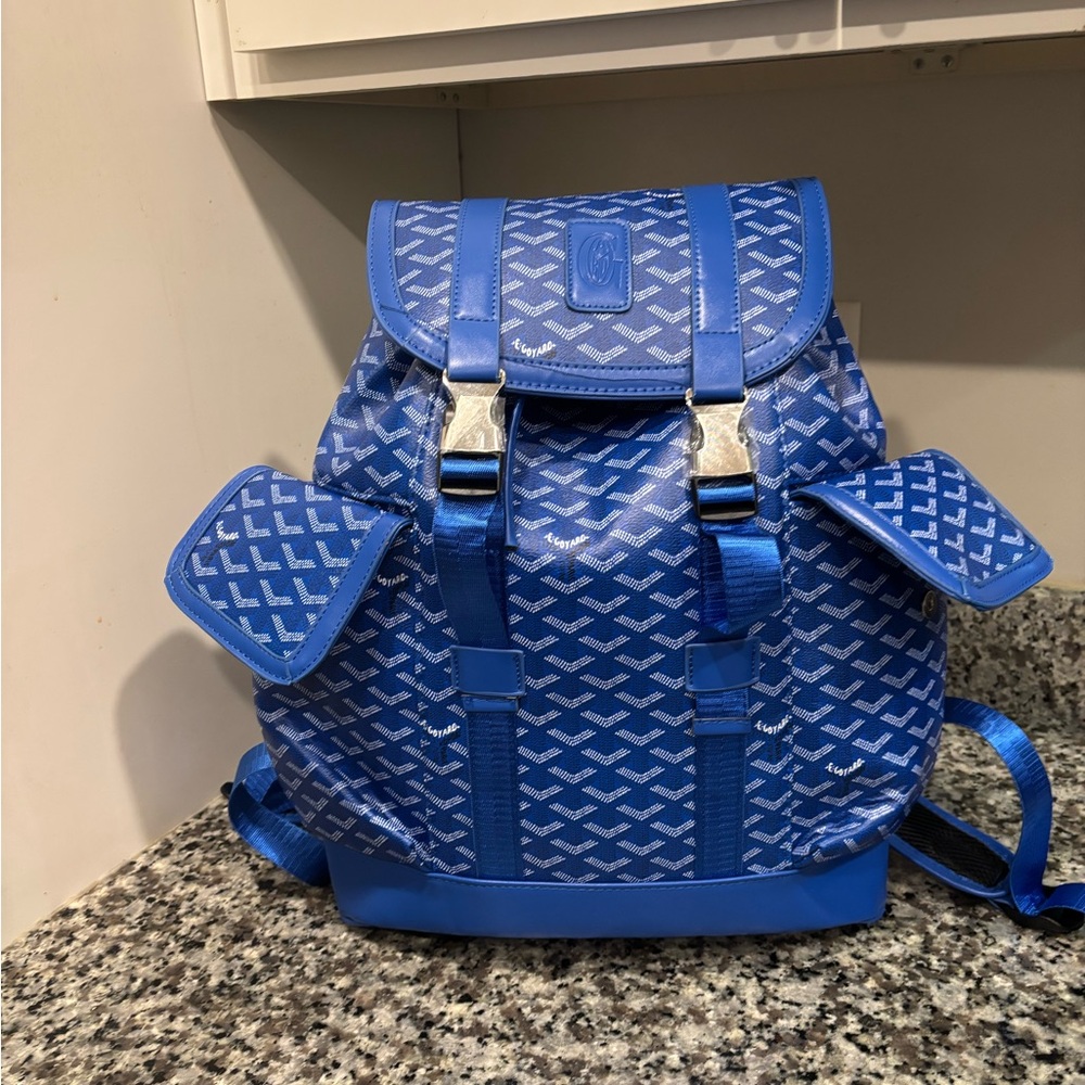 Chic Blue Patterned Backpack